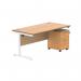 Astin Rectangular Desk 1600x800x730mm +2Drw Under Desk Pedestal Norwegian Beech/White KF820177 KF820177