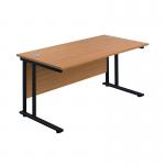 Jemini Rectangular Double Upright Cantilever Desk 1600x800mm Nova OakBlack KF820178 KF820178