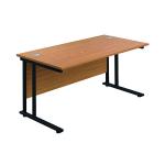 Jemini Rectangular Double Upright Cantilever Desk 1600x800mm Nova Oak/Black KF820178 KF820178