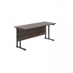 Jemini Rectangular Double Upright Cantilever Desk 1800x600x730mm Dark Walnut/Black KF820208 KF820208