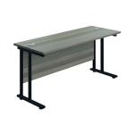 Jemini Rectangular Double Upright Cantilever Desk 1800x600x730mm Grey Oak/Black KF820215 KF820215