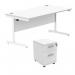 Astin Rectangular Desk 1600x800x730mm +2Drw Under Desk Pedestal Arctic White/Arctic White KF820217 KF820217