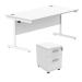 Astin Rectangular Desk 1600x800x730mm +2Drw Under Desk Pedestal Arctic White/Arctic White KF820217 KF820217