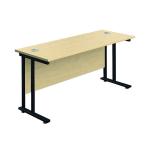 Jemini Rectangular Double Upright Cantilever Desk 1800x600x730mm Maple/Black KF820222 KF820222