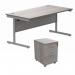 Astin Rectangular Desk 1600x800x730mm +2Drw Under Desk Pedestal Alaskan Grey OakSilver KF820227 KF820227