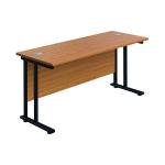 Jemini Rectangular Double Upright Cantilever Desk 1800x600x730mm Nova Oak/Black KF820239 KF820239