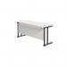 Jemini Rectangular Double Upright Cantilever Desk 1800x600x730mm White/Black KF820246 KF820246