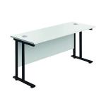 Jemini Rectangular Double Upright Cantilever Desk 1800x600x730mm White/Black KF820246 KF820246