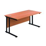 Jemini Rectangular Double Upright Cantilever Desk 1800x800x730mm Beech/Black KF820253 KF820253