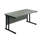 Jemini Rectangular Double Upright Cantilever Desk 1800x800x730mm Grey Oak/Black KF820277 KF820277