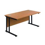 Jemini Rectangular Double Upright Cantilever Desk 1800x800x730mm Nova Oak/Black KF820291 KF820291