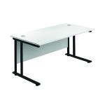 Jemini Rectangular Double Upright Cantilever Desk 1800x800x730mm White/Black KF820307 KF820307