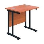 Jemini Rectangular Double Upright Cantilever Desk 800x600x730mm Beech/Black KF820314 KF820314