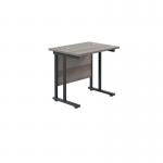 Jemini Rectangular Double Upright Cantilever Desk 800x600x730mm Grey Oak/Black KF820338 KF820338