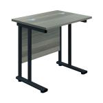 Jemini Rectangular Double Upright Cantilever Desk 800x600x730mm Grey Oak/Black KF820338 KF820338