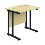 Jemini Rectangular Double Upright Cantilever Desk 800x600x730mm Maple/Black KF820345 KF820345