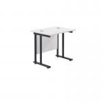 Jemini Rectangular Double Upright Cantilever Desk 800x600x730mm White/Black KF820369 KF820369