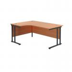 Jemini Radial Left Hand Double Upright Cantilever Desk 1600x1200x730mm Beech/Black KF820376 KF820376