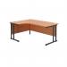 Jemini Radial Left Hand Double Upright Cantilever Desk 1600x1200x730mm Beech/Black KF820376 KF820376