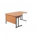 Jemini Radial Left Hand Double Upright Cantilever Desk 1600x1200x730mm Beech/Black KF820376 KF820376