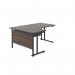 Jemini Radial Left Hand Double Upright Cantilever Desk 1600x1200x730mm Dark Walnut/Black KF820383 KF820383