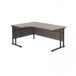 Jemini Radial Left Hand Double Upright Cantilever Desk 1600x1200x730mm Grey Oak/Black KF820390 KF820390