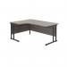 Jemini Radial Left Hand Double Upright Cantilever Desk 1600x1200x730mm Grey Oak/Black KF820390 KF820390