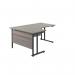 Jemini Radial Left Hand Double Upright Cantilever Desk 1600x1200x730mm Grey Oak/Black KF820390 KF820390