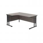 Jemini Radial Left Hand Double Upright Cantilever Desk 1600x1200x730mm Grey OakBlack KF820390 KF820390