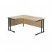 Jemini Radial Left Hand Double Upright Cantilever Desk 1600x1200x730mm Maple/Black KF820406 KF820406