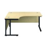 Jemini Radial Left Hand Double Upright Cantilever Desk 1600x1200x730mm Maple/Black KF820406 KF820406
