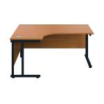 Jemini Radial Left Hand Double Upright Cantilever Desk 1600x1200x730mm Nova Oak/Black KF820413 KF820413
