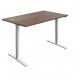 Jemini Economy Single Motor Sit/Stand Desk 1400x800x705-1220mm Dark Walnut/White KF820416 KF820416