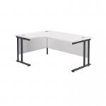 Jemini Radial Left Hand Double Upright Cantilever Desk 1600x1200x730mm White/Black KF820420 KF820420