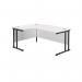 Jemini Radial Left Hand Double Upright Cantilever Desk 1600x1200x730mm White/Black KF820420 KF820420