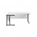 Jemini Radial Left Hand Double Upright Cantilever Desk 1600x1200x730mm White/Black KF820420 KF820420