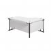 Jemini Radial Left Hand Double Upright Cantilever Desk 1600x1200x730mm White/Black KF820420 KF820420