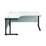 Jemini Radial Left Hand Double Upright Cantilever Desk 1600x1200x730mm White/Black KF820420 KF820420