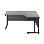 Jemini Radial Right Hand Double Upright Cantilever Desk 1600x1200x730mm Grey Oak/Black KF820451 KF820451