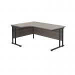 Jemini Radial Left Hand Double Upright Cantilever Desk 1800x1200x730mm Grey Oak/Black KF820512 KF820512