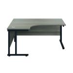 Jemini Radial Left Hand Double Upright Cantilever Desk 1800x1200x730mm Grey Oak/Black KF820512 KF820512
