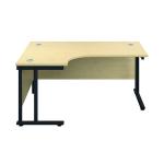 Jemini Radial Left Hand Double Upright Cantilever Desk 1800x1200x730mm Maple/Black KF820529 KF820529