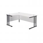 Jemini Radial Left Hand Double Upright Cantilever Desk 1800x1200x730mm White/Black KF820543 KF820543