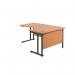 Jemini Radial Right Hand Double Upright Cantilever Desk 1800x1200x730mm Beech/Black KF820550 KF820550