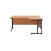 Jemini Radial Right Hand Double Upright Cantilever Desk 1800x1200x730mm Beech/Black KF820550 KF820550