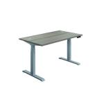 First Sit/Stand Desk 1200x800x630-1290mm Grey Oak/Silver KF820581 KF820581