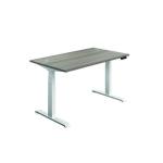 First Sit/Stand Desk 1200x800x630-1290mm Grey Oak/White KF820703 KF820703