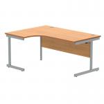 Polaris Left Hand Radial SU Cantilever Desk 1600x1200x730mm Norwegian Beech/Silver KF821380 KF821380