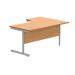 Polaris Left Hand Radial SU Cantilever Desk 1600x1200x730mm Norwegian Beech/Silver KF821380 KF821380