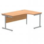 Polaris Right Hand Radial SU Cantilever Desk 1600x1200x730mm Norwegian Beech/Silver KF821390 KF821390